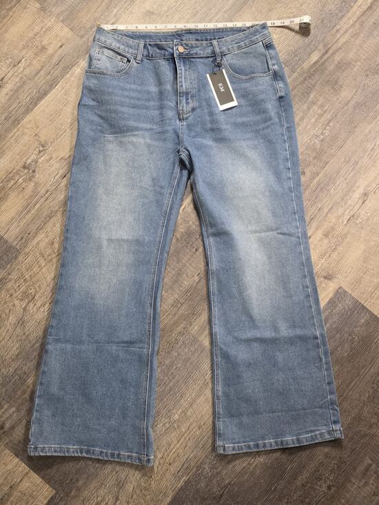 EM Denim - EM Wide Leg Jeans 2XL Light Wash High Rise Stretch Denim Flare MSRP $58
